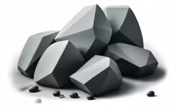 some rocks on the ground with small black dots around them