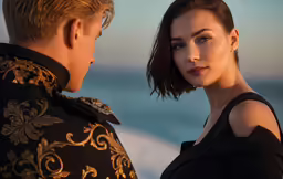 a man and woman are standing near each other