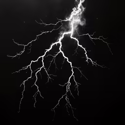 the lightning strikes out in the night sky