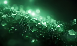 a green light on a black background with many small shapes
