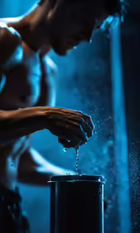man is being washed with a spray in the shower