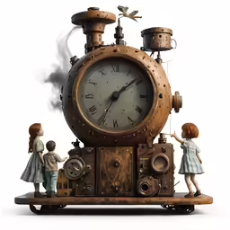 a very cute little clock in the shape of a mechanical train