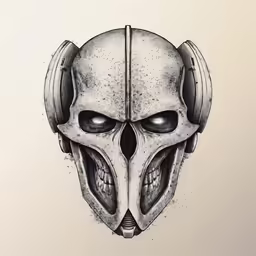 an alien skull with headphones and music