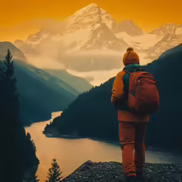 man on a mountain looking at a beautiful view
