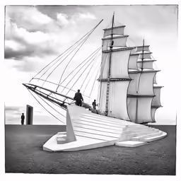 black and white photo of a sailing ship