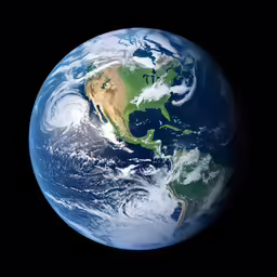 the earth showing all the ocean and landforms