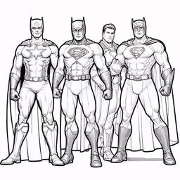 three men in superman costumes standing next to each other