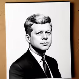 black and white drawing of a man wearing a suit