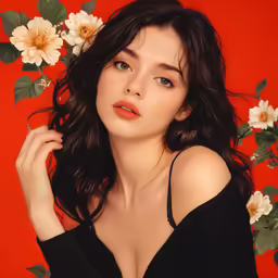 the image of a woman wearing a black dress posing for a picture