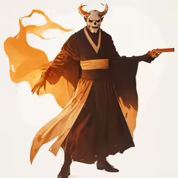 an illustration of a demon with long horns holding a cigarette