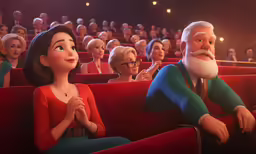 a cartoon with a man and a woman in an audience
