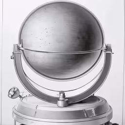 an image of a silver model of a terrestrial sphere
