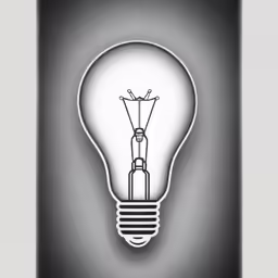 a drawing of a light bulb on black and white paper