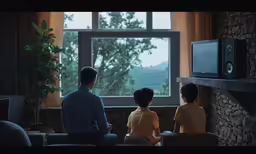 an image of people watching television in the house
