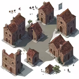 the old and brick buildings are arranged into four pieces