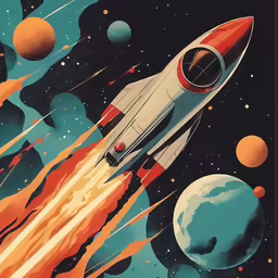 an image of a space rocket flying through the sky