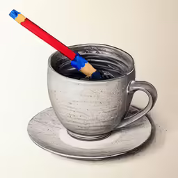 a drawing of a pencil sticking out of a cup