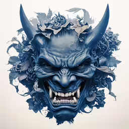 a demon is shown with many butterflies around it