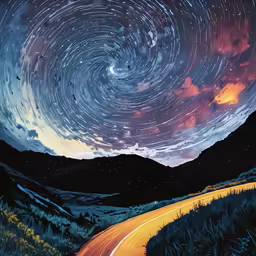 this is an image of a long road in the sky