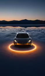 a sports car glowing in the dark