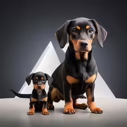 two dogs standing side by side with one behind the other