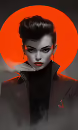 a girl with black and red makeup