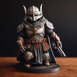 an action figure is sitting on a table