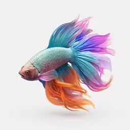 a colorful siamese fighting fish with purple and blue wings