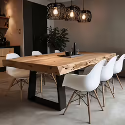 a table in the middle of a large room
