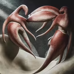 two red octopuses in a heart shape together