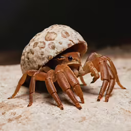 a large crab sitting in its enclosure on the ground