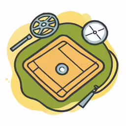 a baseball, a bat, and a ballpark on a plate