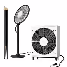an electric device with a remote and a fan