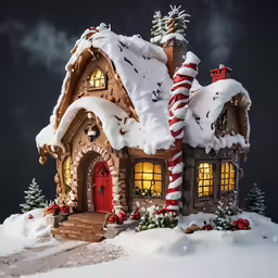 a christmas home sits on top of a pile of snow