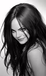 a woman with long hair posing for a photo