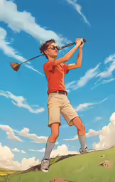 a person playing a game of golf on a hill