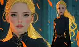 there is a portrait of a young blond woman
