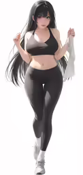 a 3d image of a woman in black pants and bra top