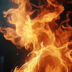 orange and yellow flames billowing out from the top