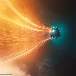 a yellow light in the middle of the space