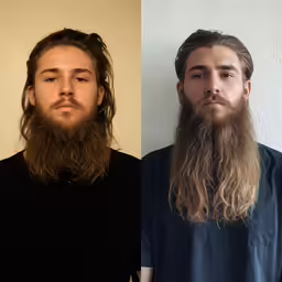 a bearded man and a man with long hair