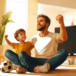 a painting of a man and a young boy