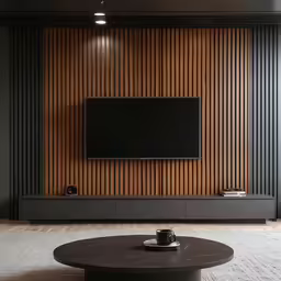 a large television sitting on top of a cabinet in a living room