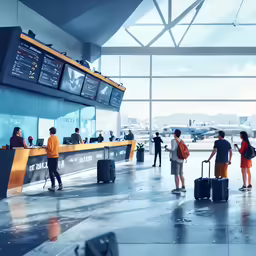 people waiting for the plane in a terminal