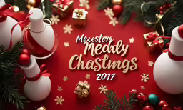 christmas decorations and presents sit around the words of the message, the holiday season