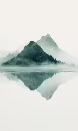 a watercolor painting with mountains in the background