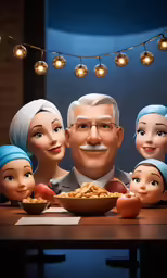 an animated image of a family enjoying a bowl of cereal