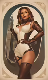 a woman in a short white bodysuit standing
