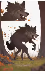the concept art of a wolf, with various images