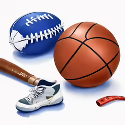 different sports items are arranged in the shape of balls